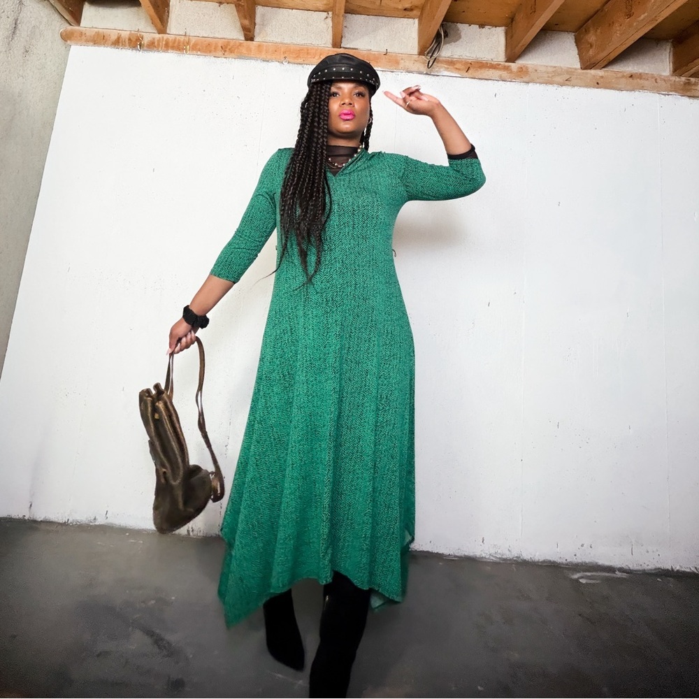 Vintage Stretchy Handkerchief Dress, L